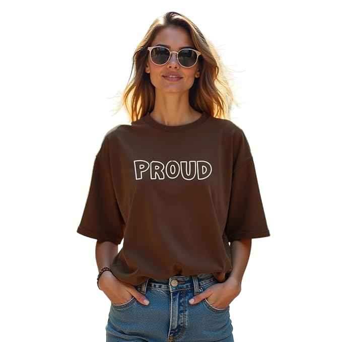 RodZen Oversized | Loose Fit | Half Sleeves Drop Shoulder Cotton Blend Round Neck Printed T-Shirt for Women
