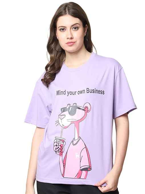 Brand: Fabflee Fabflee Pure Cotton Oversized Baggy Fit Drop Shoulder Latest Aesthetic & Cool Graphic Printed Half Sleeve Tshirt for Women |Casual Loose Korean T-Shirt