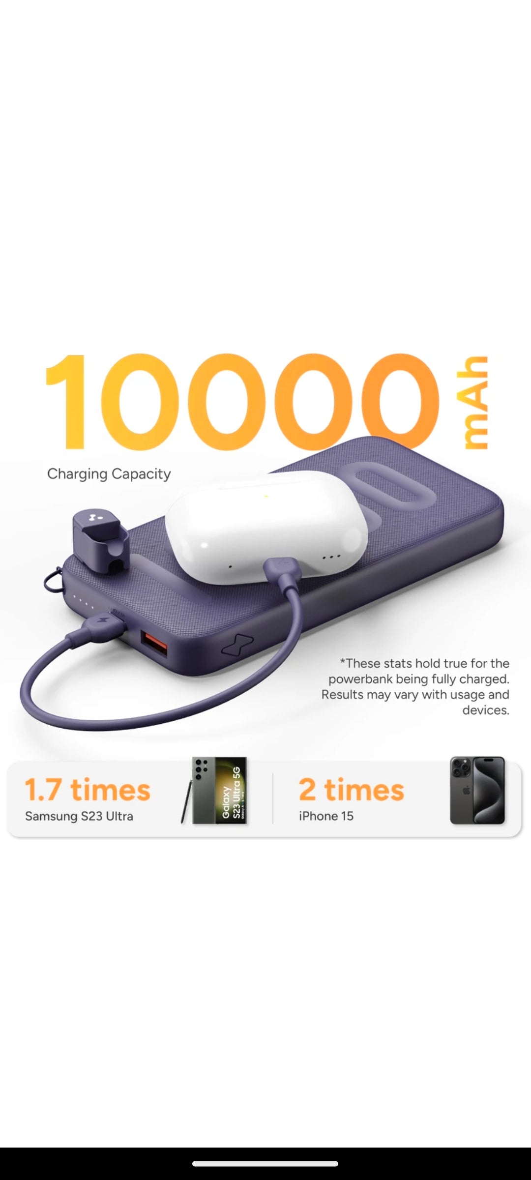 Ambrane 1000 mAh 22.5 w Power Bank