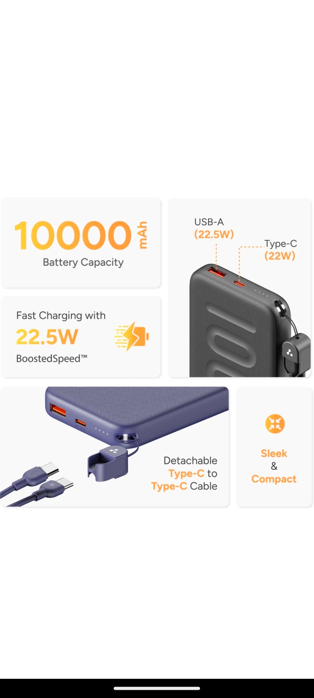 Ambrane 1000 mAh 22.5 w Power Bank