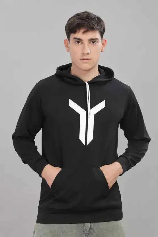 Men Full Sleeve Solid Hooded Sweatshirt