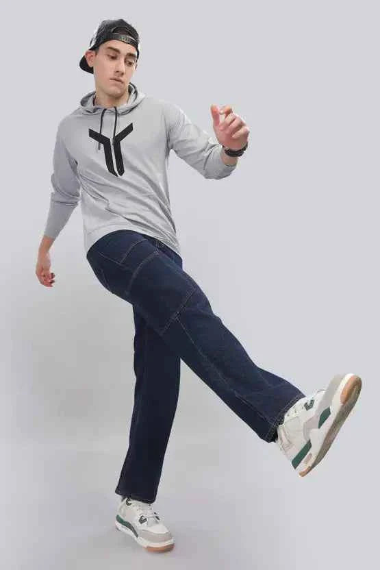 Men Full Sleeve Solid Hooded Sweatshirt