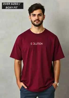 Men Printed Round Neck Maroon T-Shirt