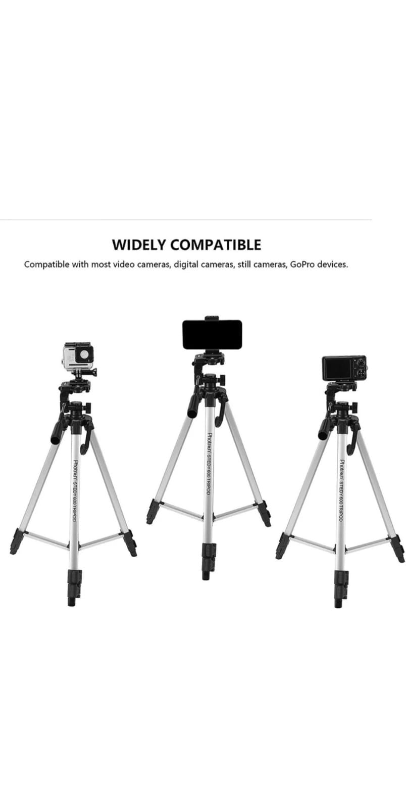 Photron PHT600M Lightweight Silver Tripod - Supports up to 3000g with Carry Bag