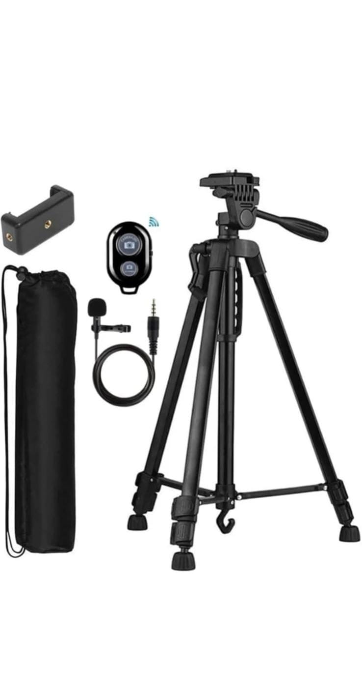 TPZ 3366 Aluminum Tripod (55-Inch) with Mic, Shutter Button & Mobile Holder - Lightweight & Versatile