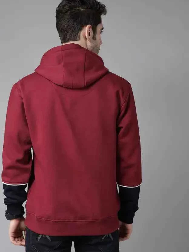 Men Full Sleeve Solid Hooded Sweatshirt