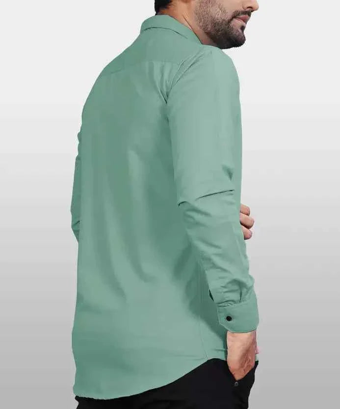Men Regular Fit Solid Button Down Collar Formal Shirt