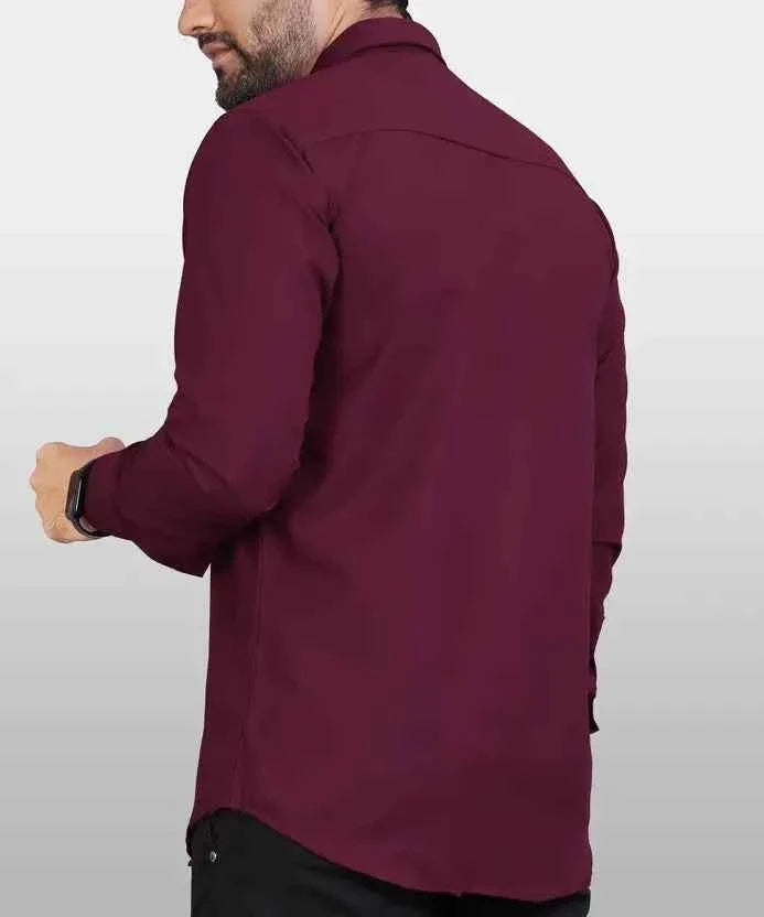 Men Regular Fit Solid Button Down Collar Formal Shirt