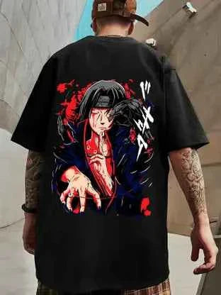Men Graphic Print Round Neck Pure Cotton Black T-Shirt