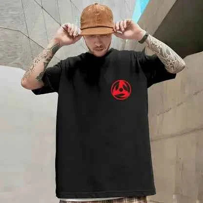 Men Graphic Print Round Neck Pure Cotton Black T-Shirt